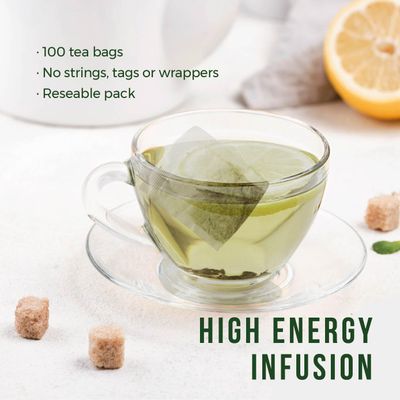 100 Unsmoked Organic Yerba Mate Tea Bags, Organic Yerba Mate Tea, Alternative to Tea, Coffee and Energy Drinks (100 Tea Bags (1 Pack))