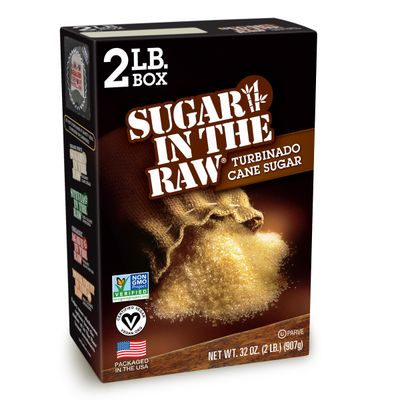 Sugar In The Raw Granulated Turbinado Cane Sugar, No Added Flavors or erythritol, Pure Natural Sweetener, Hot &amp; Cold Drinks, Coffee, Baking, Vegan, Gluten-Free, Non-GMO, Bulk Sugar, 2lb Bag (1-Pack)
