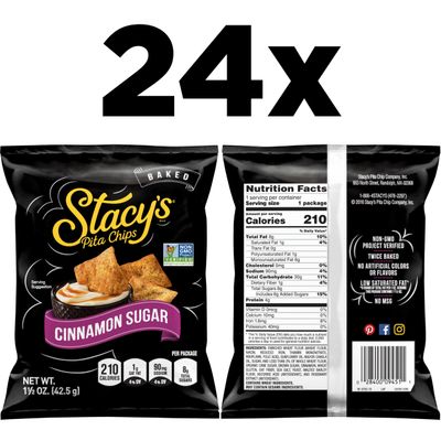 Stacy's Cinnamon Sugar Flavored Pita Chips, 1.5 Ounce (Pack of 24)