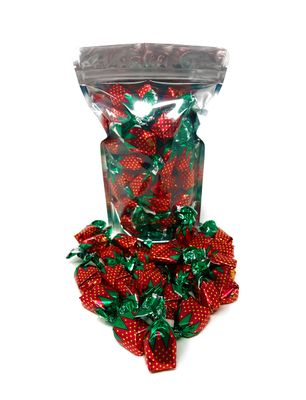 Strawberry Hard Candy Filled With Real Fruit Pulp - 1 lbs - Strawberry Flavored Bon Bons Filled with Real Strawberry Pulp - American Vintage Candy Snack Assortment - Individually Wrapped, 16 oz.
