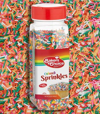 Bakers Choice Rainbow Sprinkles for Baking - Rainbow Jimmies Sprinkles for Ice Cream Toppings - Dairy Free, Kosher 20 oz.