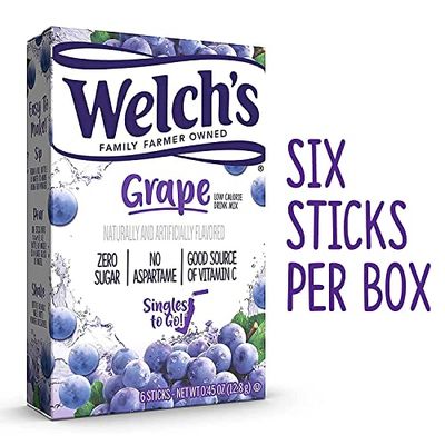 Welch&#39;s Grape Singles To Go Drink Mix, 0.45 OZ, 6 CT (Pack of 4)