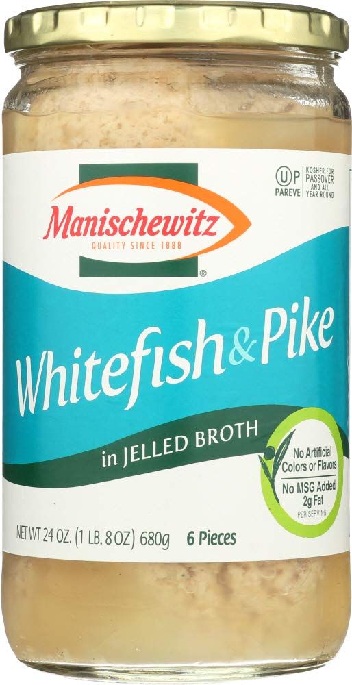Manischewitz Whitefish and Pike in Jelled Broth, Gefilte Fish, 24-ounce (Pack of 2)