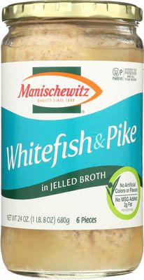 Manischewitz Whitefish and Pike in Jelled Broth, Gefilte Fish, 24-ounce (Pack of 2)