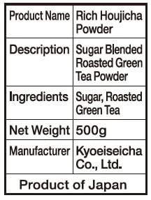 Rich Hojicha Powder (Roasted Green Tea Powder Mix) - from Kyoto - 17.6oz (500g) - containing first flush twig tea - for making Drinks or Japanese Sweets