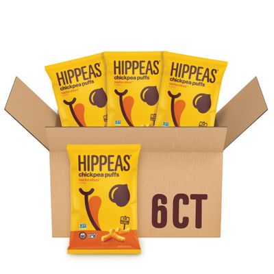 Hippeas Chickpea Puffs, Vegan Nacho Vibes, 4 Ounce (Pack of 6), 4g Protein, 3g Fiber, Vegan, Gluten-Free, Crunchy, Plant Protein Snacks