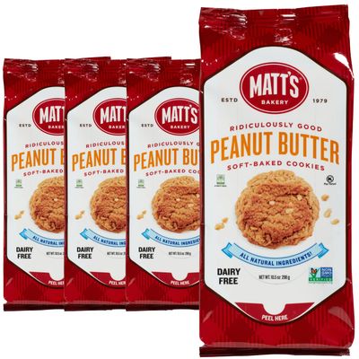Matt&#39;s Bakery | Peanut Butter Cookies | Soft-Baked, Non-GMO, All-Natural Ingredients; 4 Bags (10.5oz Each)