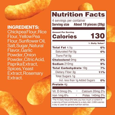 Hippeas Chickpea Puffs, Vegan Nacho Vibes, 4 Ounce (Pack of 6), 4g Protein, 3g Fiber, Vegan, Gluten-Free, Crunchy, Plant Protein Snacks