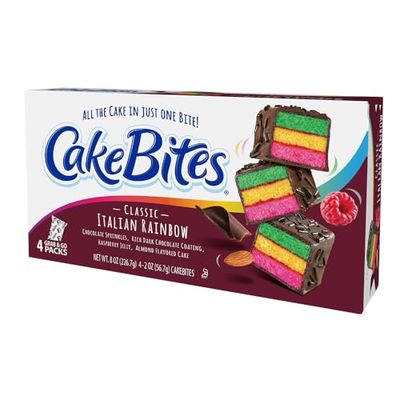 The Original Cakebites by Cookies United, Grab-and-Go Bite-Sized Snack, Italian Rainbow, 4 Pack of 3 Cookies