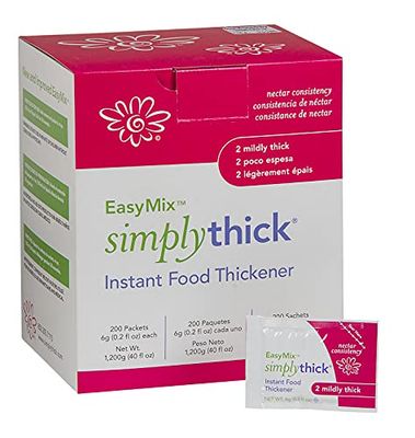 SimplyThick EasyMix | 200 Count of 6g Individual Packets | Gel Thickener for Those with Dysphagia &amp; Swallowing Disorders | Creates an IDDSI Level 2 - Mildly Thick (Nectar Consistency)