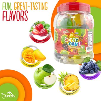 Apexy Jelly Fruit, Tiktok Candy Trend Items, Hit or Miss Challenge, Assorted Fruit Shaped Jelly, Strawberry, Mango, Apple, Pineapple, Grape. 46.9oz (1330g)