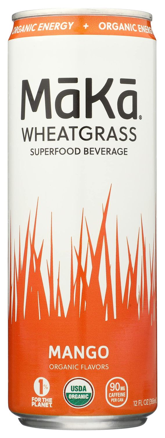 Mk Wheatgrass Superfood Beverage, Mango Organic Flavors, Organic Energy, 90mg Caffeine per Can, Vegan, USDA Certified Organic, Gluten Free &amp; Non-GMO, 12 Fluid Ounce (Pack of 12)