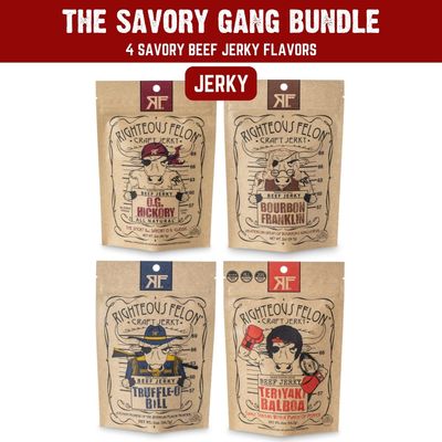 Righteous Felon Beef Jerky | All-Natural Jerky - Locally Sourced &amp; Dried Beef Jerky - Low-Sugar Healthy Jerky Snacks (Sampler Pack)