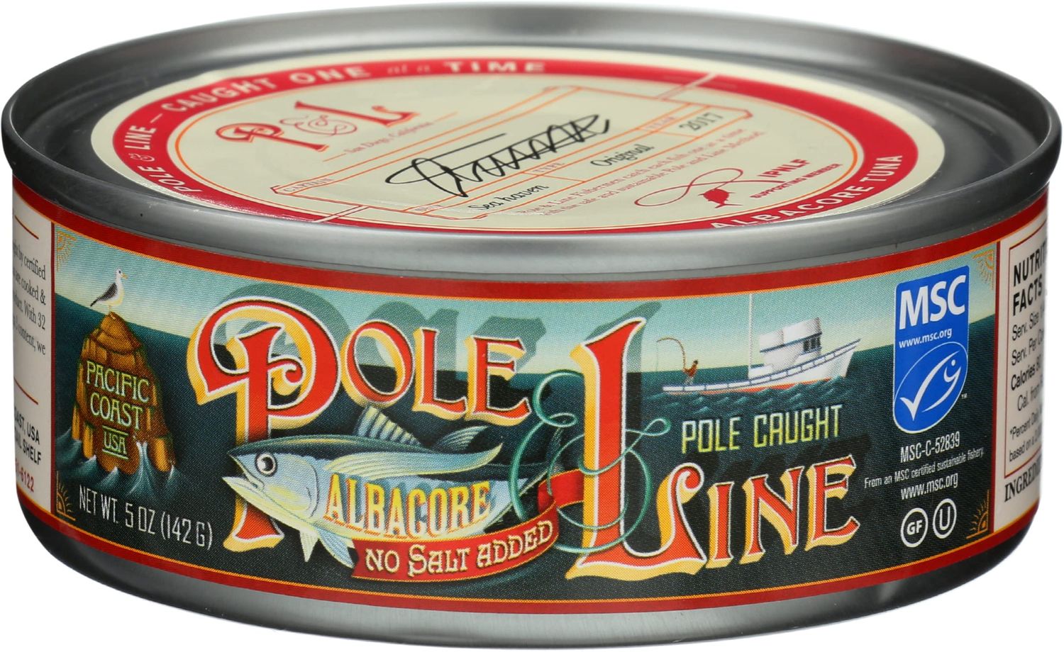 POLE AND LINE Albacore Tuna in Water No Added Salt, 5 OZ