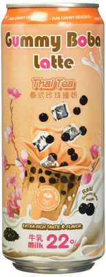 O&#39;s Bubble Gummy Boba Latte Canned Bubble Tea Drink With Chewy Boba Pearls (Konjac), 22% whole milk blend, 470ml(15.9 fl oz/can), THAI TEA, (Pack of 12)