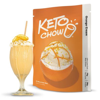 Keto Chow Orange Cream - Keto Meal Replacement Shake Powder - Nutritionally Complete - Low Carb - Delicious Easy Meal Substitute - Protein Rich You Choose The Fat - 21 Meal Serving