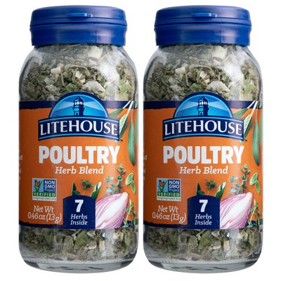 Litehouse Freeze Dried Poultry Herb Blend - Substitute for Fresh Poultry Herb, Jar Contains 7 Herbs, Organic, Poultry Herb Blend Seasoning, Non-GMO, Gluten-Free - 0.46 Ounce 2-Pack