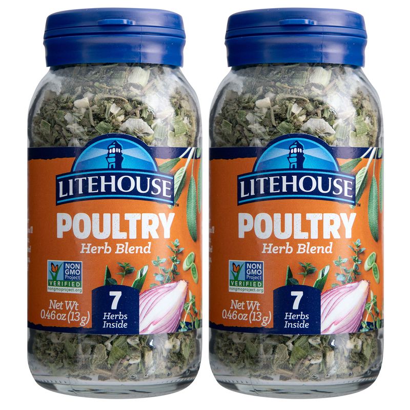 Litehouse Freeze Dried Poultry Herb Blend - Substitute for Fresh Poultry Herb, Jar Contains 7 Herbs, Organic, Poultry Herb Blend Seasoning, Non-GMO, Gluten-Free - 0.46 Ounce 2-Pack
