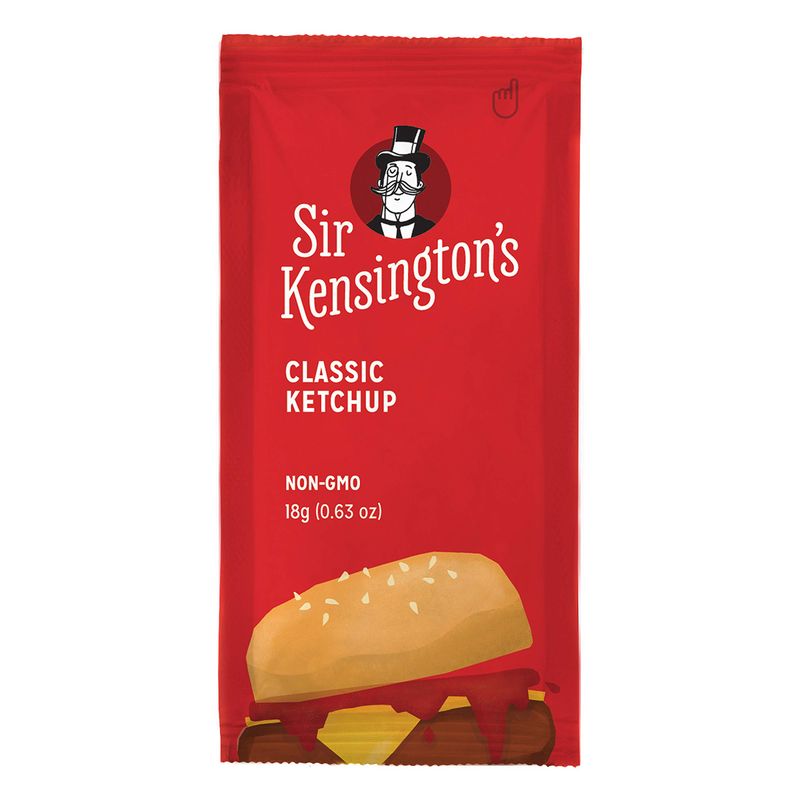 Sir Kensington&#39;s Ketchup Packets To Go, Classic Ketchup From Whole Tomatoes, No High Fructose Corn Syrup, Gluten Free, Certified Vegan, Non- GMO Project Verified, Shelf-Stable, 18g 50 Count