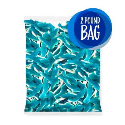 Blue Sharks Gummy Candy, Made with Real Fruit Juice, 2-Pound Bag