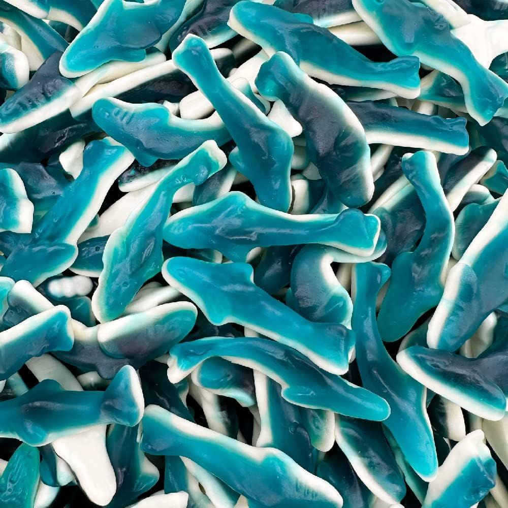 Blue Sharks Gummy Candy, Made with Real Fruit Juice, 2-Pound Bag