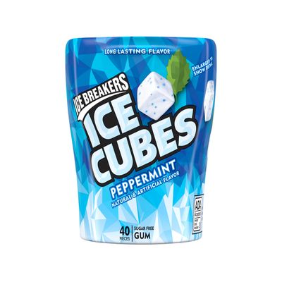 ICE BREAKERS Ice Cubes Peppermint Sugar Free Chewing Gum Bottles, 3.24 oz (4 Count, 40 Pieces)