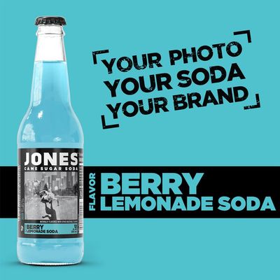 Jones Soda Co. Berry Lemonade Soda Flavor | 100% Cane Sugar Soda | Craft Soda Pop | Soda Soft Drinks | 12 Oz Glass Bottle Soda | 12 Pack Soda