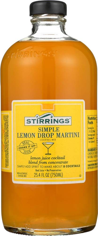 Stirrings | Premium Cocktail &amp; Martini Drink Mixers with Real Juice | Simply Add Spirits | 750ml Jars (Simple Lemon Drop Martini)