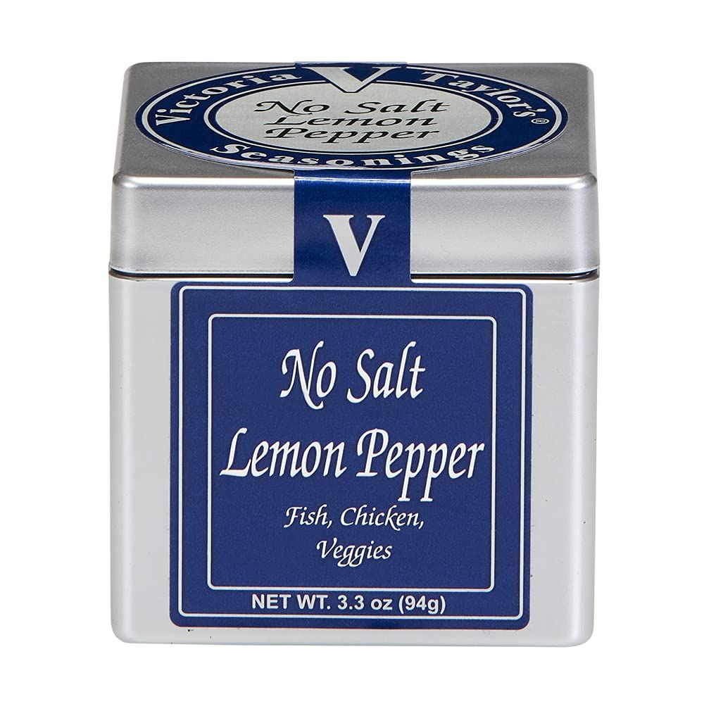 No Salt Lemon Pepper- 3.3 oz. Cube -You wont even miss the salt. Bright lemon flavor with spicy black pepper and a hint of garlic, onion and red bell pepper.