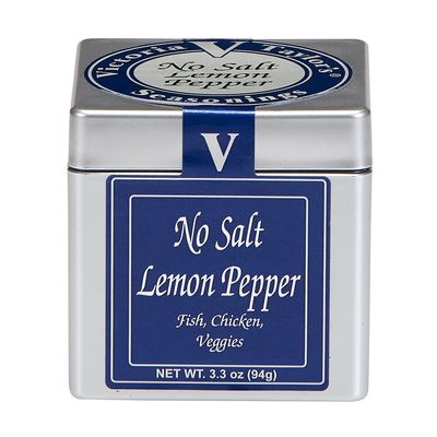 No Salt Lemon Pepper- 3.3 oz. Cube -You wont even miss the salt. Bright lemon flavor with spicy black pepper and a hint of garlic, onion and red bell pepper.