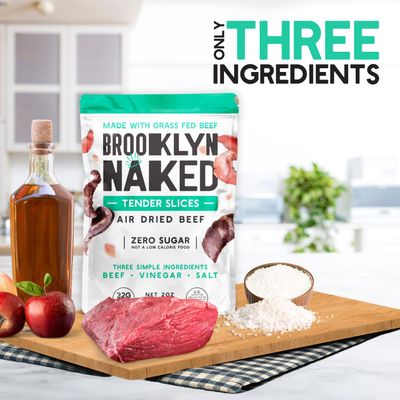 Brooklyn Biltong Carnivore Snack, Air Dried Grass Fed Beef, South African Beef Jerky (8 oz, Pack of 2) - AIP Approved, Paleo, Keto, Gluten Free, Only Salt, Water, and Vinegar, Made in USA