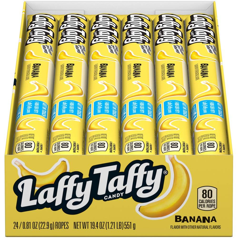 Laffy Taffy Rope Candy, Banana Flavor, 0.81 Ounce Ropes (Pack of 24)