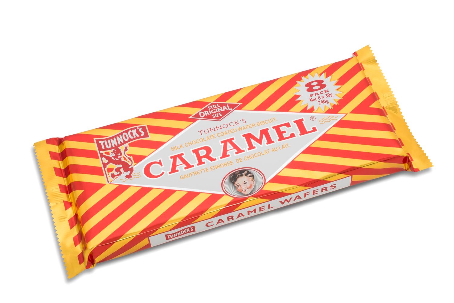 Tunnock&#39;s Real Milk Chocolate Caramel Wafers 8 Pack of 30g (Pack of 1)