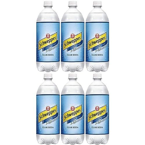 Schweppes Club Soda, 33.8 Oz Bottle (Pack of 6, Total of 202.8 Oz)