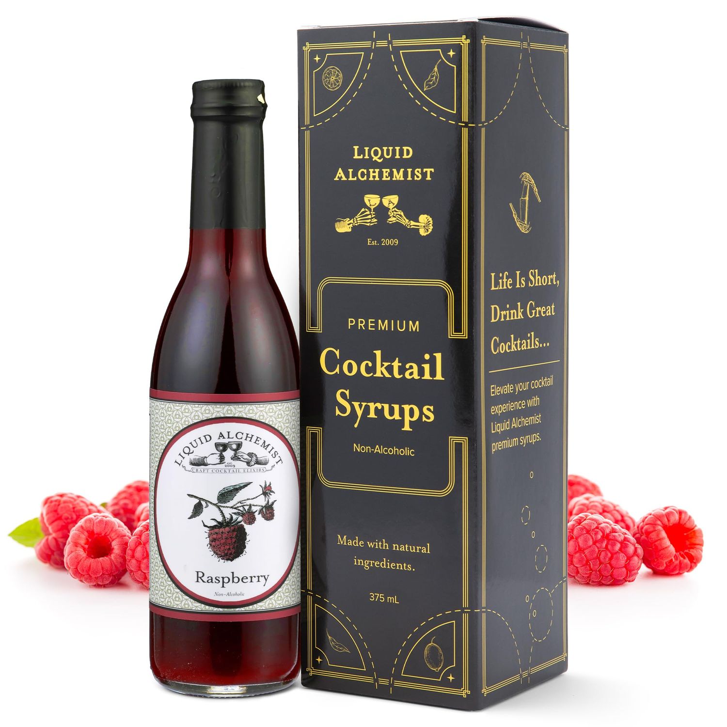 Liquid Alchemist Raspberry Syrup for Drinks - Real Ingredients Make our Raspberry Puree for Drinks the Perfect Raspberry Lemonade Drink Mix - Our Raspberry Cocktail Syrup is Non-GMO &amp; Vegan (12 oz)