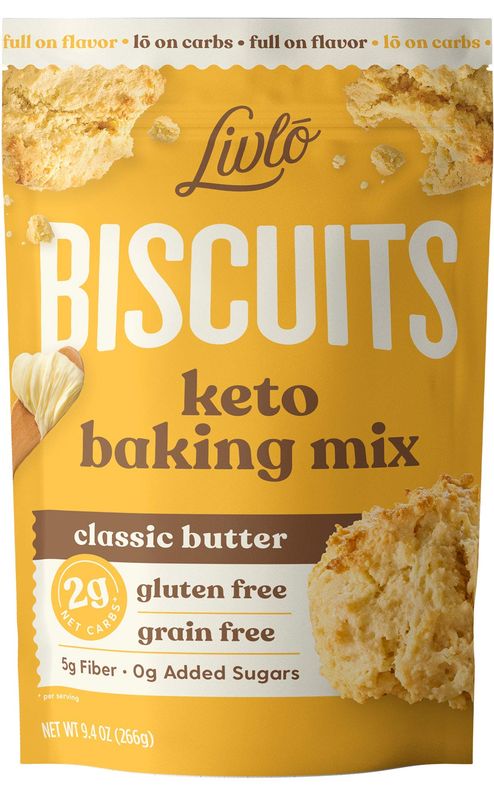 Livlo Keto Biscuit &amp; Bread Mix - Low Carb &amp; Gluten Free Baking Mix - 2g Net Carbs - Fast, Easy and Delicious Keto Friendly Food - 10 Servings - Classic Butter Biscuits