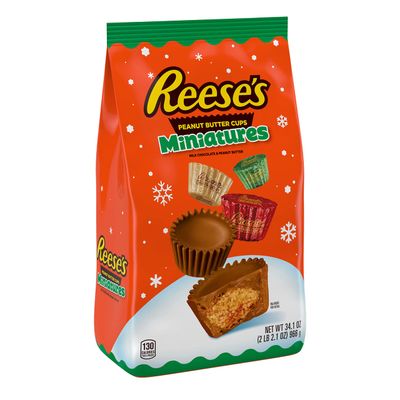 REESE&#39;S Miniatures Milk Chocolate Peanut Butter Cups, Christmas Candy Bulk Bag, 34.1 oz