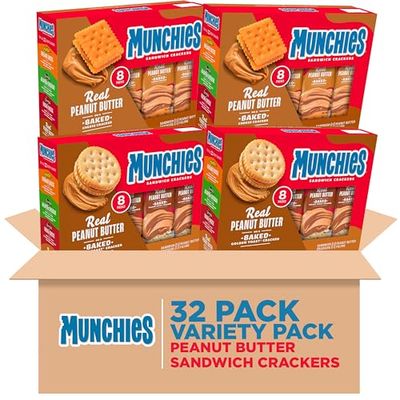 Munchies Sandwich Crackers, Assorted Peanut Butter Variety Pack (Pack of 4, 32 count)