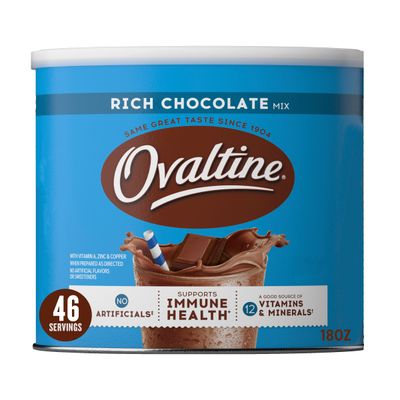 OVALTINE Rich Chocolate Milk Mix 18 oz. Canister (Pack of 4)