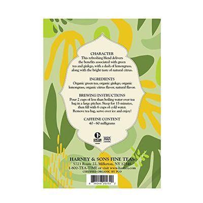 Harney &amp; Sons Organic Green with Citrus &amp; Gingko Fresh Brew Iced Tea | 15ct, Brews up to 30 quarts of Iced Tea