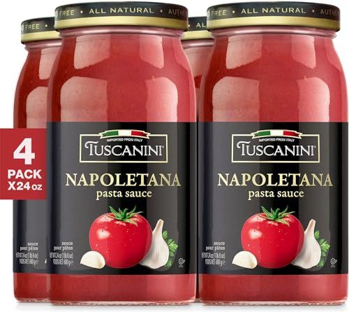 Tuscanini Napoletana Pasta Sauce 24.3oz (4 Pack) | Imported from Italy | No Water Added | Rich &amp; Authentic Italian Taste | Certified Kosher