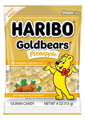 Haribo Gummi Candy | Goldbears Single Flavor Limited Edition | Pineapple, 4 oz. (Pack of 12)