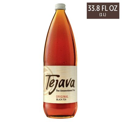Tejava Original Unsweetened Black Iced Tea, 12 Pack, 1 Liter Glass Bottles, Non-GMO, Kosher, No Sugar or Sweeteners, No calories, No Preservatives, Brewed in Small Batches