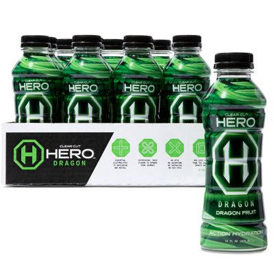 Clear Cut Hero (HeroAid) Sports Drink, Dragon Fruit | Official Finisher Beverage of Spartan | 670mg of Essential Electrolytes, Natural Flavors &amp; Ingredients, Low-Calorie | 16 Fl Oz (Pack of 12)