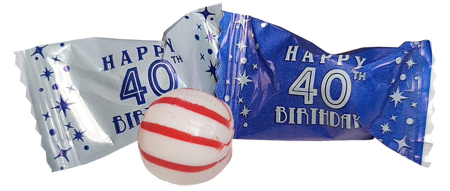 40th Birthday Themed Peppermints 100 Count Wrapped - Mint Candy