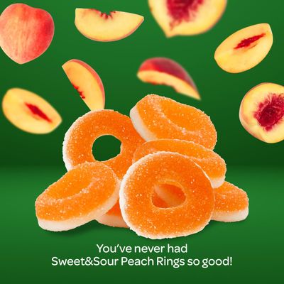 Peach Rings Sour and Sweet Soft Gummy Candy, 1-Pound Pack