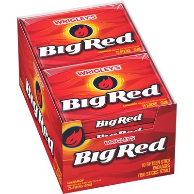 BIG RED WRIGLEY&#39;S Cinnamon Chewing Gum Bulk Pack, 15 Count(Pack of 10)