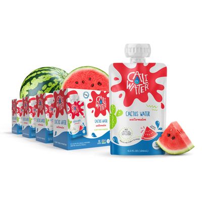 Caliwater - Kids Organic Cactus Water Pouches - Watermelon - 10 Calories - Natural Plant Based Hydration Drinks - Flavored Water - Replaces Coconut Water, Juice Boxes - Vegan, Electrolytes - 24 Count