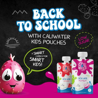 Caliwater - Kids Organic Cactus Water Pouches - Watermelon - 10 Calories - Natural Plant Based Hydration Drinks - Flavored Water - Replaces Coconut Water, Juice Boxes - Vegan, Electrolytes - 24 Count