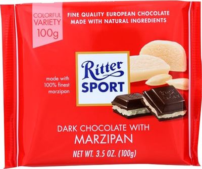 Ritter Sport Marzipan Dark Chocolate, Fresh from Germany, Chocolate with Marzipan Filling, Ritter Sport Chocolates in Colorful Variety, 3.5 Ounce (Pack of 12)